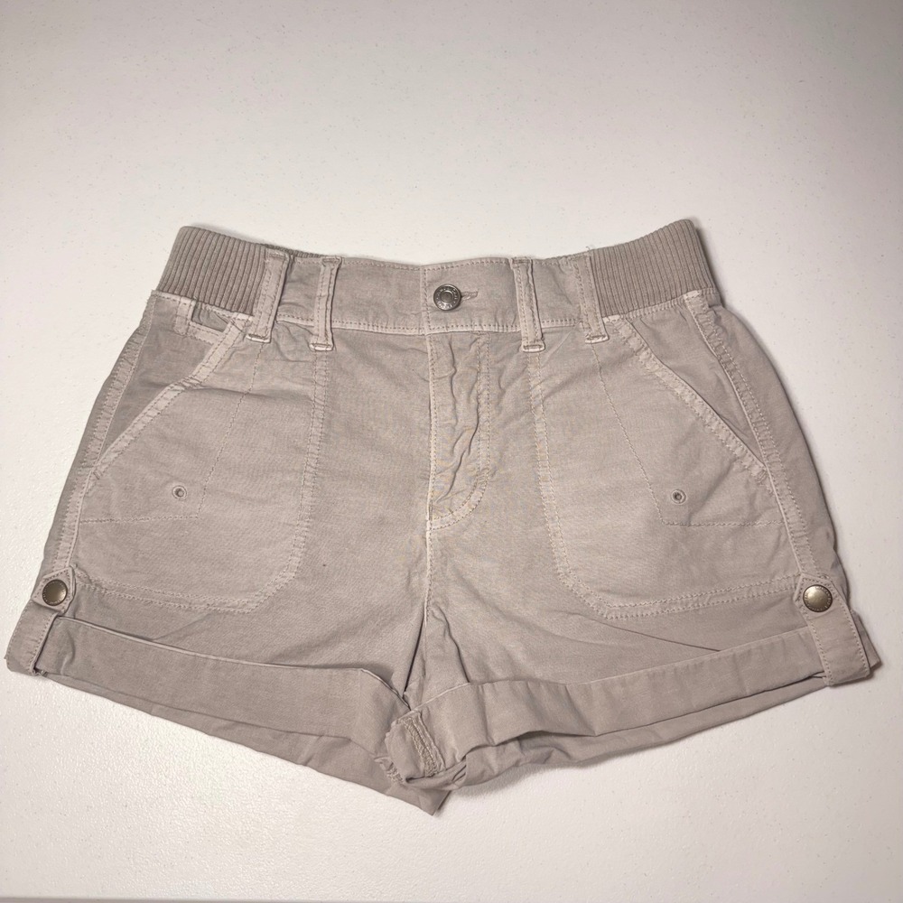 American Eagle Women's Khaki Cargo Shorts Ribbed Waist Stretch Utility Tan 000